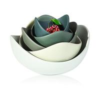 Lot de 5 bols à salade en porcelaine en forme de lotus, passe au lave-vaisselle et au micro-ondes, bols en céramique uniques pour salade, pâtes, soupe, riz, idéal pour la maison et le restaurant
