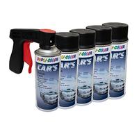 Lot de 5 bombes de peinture en spray Cars Dupli Color 652240 - Noir satiné - 400 ml - Avec poignée pistolet