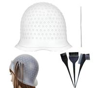 Lot de 5 bonnets à mèches avec 3 pinceaux, pour faire soi-même des mèches, des mèches, des mèches et des cheveux, en silicone, pour salons de coiffure et familles
