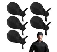 Lot de 5 bonnets de cuisine pour homme et femme - Bonnet réglable - Long bonnet de service bandana - Bonnet de service de restaurant - Bonnet de chef haut - Bonnet de cuisine pour restauration -