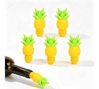 Lot de 5 bouchons à vin uniques sur le thème de l'ananas - Construction en silicone - Excellent cadeau - Pièces en silicone de qualité supérieure - Pour la cuisine - Design unique
