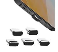 Lot de 5 bouchons de poussière USB de type C - Avec mini sac de transport type C - Compatible avec Samsung S20 OnePlus Nord 8 7T Pro Xiaomi 10 Noir