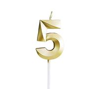 Lot de 5 bougies d'anniversaire 3D à paillettes dorées pour fête d'anniversaire, mariage, remise de diplôme