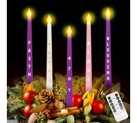 Lot de 5 bougies de l'Avent sans flamme avec lettres autocollantes pour couronne de table