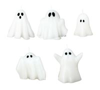 Lot de 5 bougies fantômes d'Halloween - Ornement sinistre - Décoration d'intérieur pour les ambiances de fête et les vacances - Forme fantôme - Décoration d'intérieur