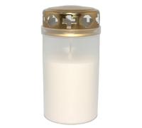Lot de 5 bougies funéraires n° 3 avec couvercle doré - Blanc | Brûleur permanent | Brûleur de jour | Bougie funéraire | Bougie de cimetière | Bougie de condoléances | Bougie de deuil | Bougie de