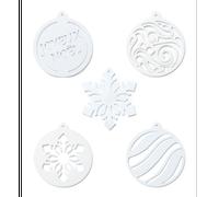 Lot de 5 boules de noël - blanc métallisé