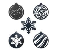 Lot de 5 boules de noël - noir mica perlé