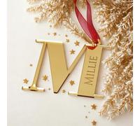 Lot de 5 boules de Noël personnalisées, lettres initiales personnalisées, décorations de sapin de Noël, nom de table, décoration de table