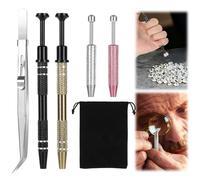 Lot de 5 boules de piercing en acier inoxydable - 4 griffes - Outil de réception de bijoux - Pince à épiler - Pin's de verrouillage diamant - Boule de piercing en diamant pour montres, lunettes