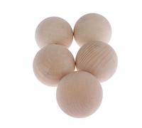 Lot de 5 boules en bois de hêtre naturel massif pour travaux manuels, 60 mm
