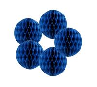 Lot de 5 boules en papier nid d'abeille bleu roi - Pompons en forme de fleur - Décoration de fête prénatale, anniversaire, mariage (5 pièces - 25,4 cm)