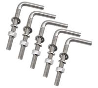 Lot de 5 boulons d'ancrage en forme de L M10 x 150 mm en acier inoxydable 304 à angle droit avec rondelles et écrous