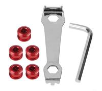 Lot de 5 boulons de plateau de vélo et ensemble d'outils conçus pour l'excellence en cyclisme (rouge)