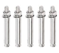 Lot de 5 boulons d'expansion robustes M10 en acier inoxydable, écrous hexagonaux externes, manchon, d'ancrage for la construction murs, × 170 mm(M10x160mm)