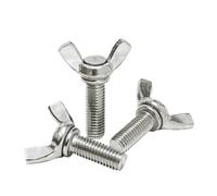 Lot de 5 boulons for oreilles papillon M3 M4 M5 M6 M8 M10 M12, vis for tête papillon for serrage manuel, acier inoxydable 304 DIN316, longueur: 6 for 100mm(40mm x5pcs,M4)