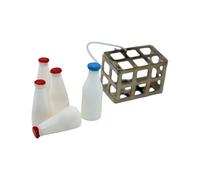 Lot de 5 bouteilles de lait miniatures et panier pour maisons de poupée à l'échelle 1/12 pour cuisine et salle à manger