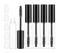 Lot de 5 bouteilles de mascara vides 10 ml - Brosse à cils avec récipient rechargeable - Entonnoir transparent