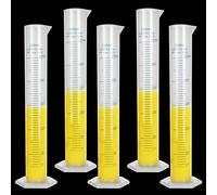 Lot de 5 bouteilles graduées en plastique de 250 ml - Transparentes - Tubes à essai durables - Lignes de mesure double face - Bécher gradué pour projets scientifiques - Bec verseur