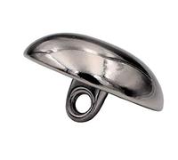 Lot de 5 boutons à œillets en métal argenté brillant bombé 15 mm ou 20 mm (15 mm)