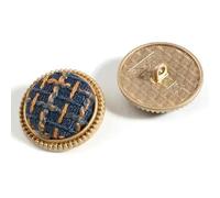 Lot de 5 boutons de 25 mm recouverts de tissu à carreaux tweed, tige ronde, for loisirs créatifs et couture.(3)