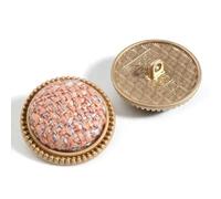 Lot de 5 boutons de 25 mm recouverts de tissu à carreaux tweed, tige ronde, for loisirs créatifs et couture.(12)