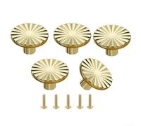 Lot de 5 boutons de placard en alliage de zinc pour tiroir et armoire, élégante poignée de porte ronde en finition or brossé
