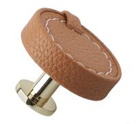 Lot de 5 boutons de placard en cuir avec poignée ronde en alliage de zinc pour tiroirs, portes, placards et meubles (A)
