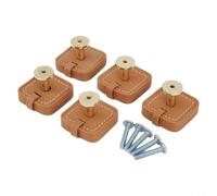 Lot de 5 boutons de placard en cuir avec poignées rondes - Base en alliage de zinc pour plus de résistance - Convient pour tiroirs et armoires dans différents intérieurs (B)