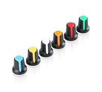 Lot de 5 boutons de potentiomètre 6 couleurs disponibles en 6 couleurs - Jaune, orange, bleu, blanc, rouge, vert Wh148 - Réutilisables - En plastique - Pour poignée de 6 mm de diamètre