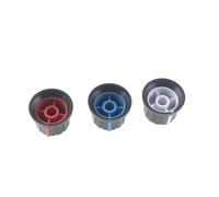 Lot de 5 boutons en aluminium 24 x 15 mm, encodeur, potentiomètre, carte son, rouge, bleu, blanc, trou intérieur fin, amplificateur de volume de 6 mm, capuchon métallique(Blue round 5pcs)
