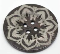 Lot de 5 boutons en bois de qualité supérieure à coudre - Motif floral - Marron foncé - 6 cm - Boutons de manteau, scrapbooking, décoration