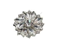 Lot de 5 boutons plats en métal plaqué argent avec strass brillants 27 mm, accessoires décoration for vêtements et nœuds couture pour les vêtements(Color 39)