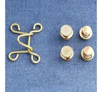 Lot de 5 boutons pression métalliques amovibles pour jeans, épingles à pantalons, bricolage, couture, boucles de taille réglables, grands boutons dorés (