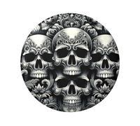 Lot de 5 boutons ronds avec finition brillante et dos de mort baroque Noir 6 cm