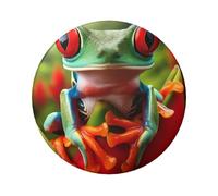 Lot de 5 boutons ronds en forme de grenouille de Porto-Rico - 6 cm - Avec finition brillante et fermeture sécurisée