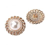 Lot de 5 boutons ronds en métal à maillons ronds avec perle noire pour manteaux, costumes, vêtements formels, loisirs créatifs, décoration de vêtements