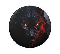 Lot de 5 boutons ronds en métal avec gros loup noir aux yeux rouges de 6,1 cm pour photos, fournitures de bricolage, projets de fête, taille unique