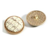 Lot de 5 boutons ronds en métal doré recouverts de tissu tweed écossais, pour patchwork, couture, cardigan, vêtements, accessoires-6