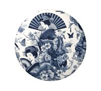 Lot de 5 boutons ronds laminés asiatiques-japonais-geisha-maneki de 6 cm avec finition brillante et épingle sécurisée
