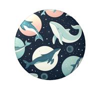 Lot de 5 boutons ronds laminés avec motif baleines et dauphins de 6 cm avec finition brillante
