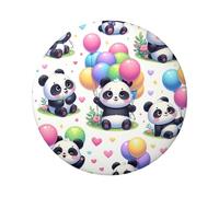 Lot de 5 boutons ronds laminés avec motif pandas, ballons et cœurs 6 cm
