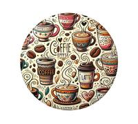 Lot de 5 boutons ronds laminés Café Latte-Enjoy-Time de 6 cm avec finition brillante et épingle sécurisée