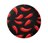 Lot de 5 boutons ronds laminés Chili Peppers de 6 cm avec finition brillante et fermeture à épingle sécurisée