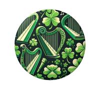 Lot de 5 boutons ronds laminés en forme de harpes irlandaises de 6 cm avec finition brillante