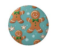 Lot de 5 boutons ronds laminés en forme de pain d'épices de Noël de 6 cm avec finition brillante et fermeture à épingle sécurisée