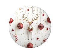 Lot de 5 boutons ronds laminés en forme de renne, sucre d'orge, 6 cm, avec finition brillante et épingle sécurisée