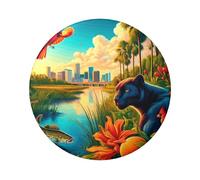 Lot de 5 boutons ronds laminés Florida-Cardinal-Bass de 6 cm avec finition brillante et pinback sécurisée