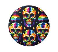 Lot de 5 boutons ronds laminés géométriques multicolores de 6 cm avec finition brillante et épingle sécurisée