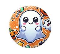 Lot de 5 boutons ronds laminés Kawaii-Bats-Halloween-Pumpkins de 6 cm avec finition brillante et épingle sécurisée